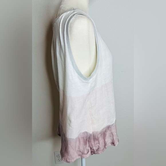Suzy D London Sleeveless Linen/ Cotton Top in White and Pink | size M - Picture 2 of 6
